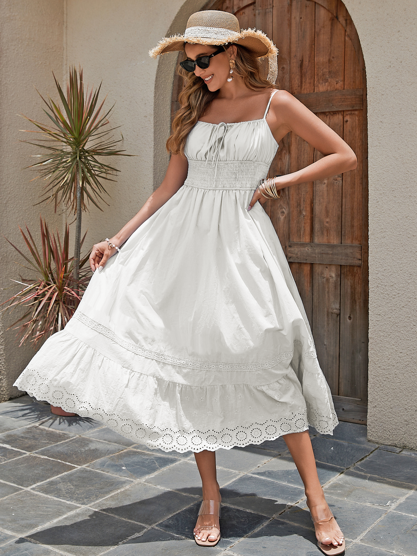 Halter Elastic Waist Midi Dress