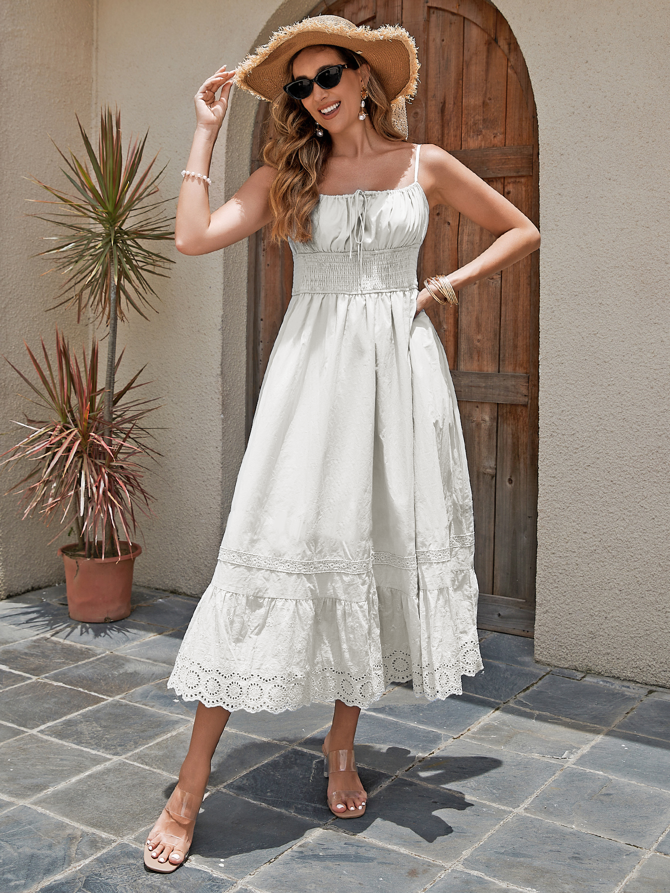Halter Elastic Waist Midi Dress