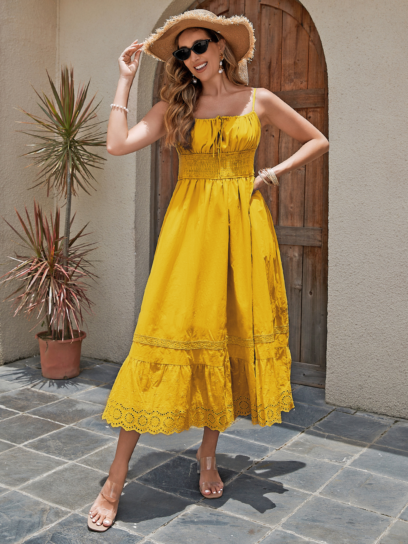 Halter Elastic Waist Midi Dress